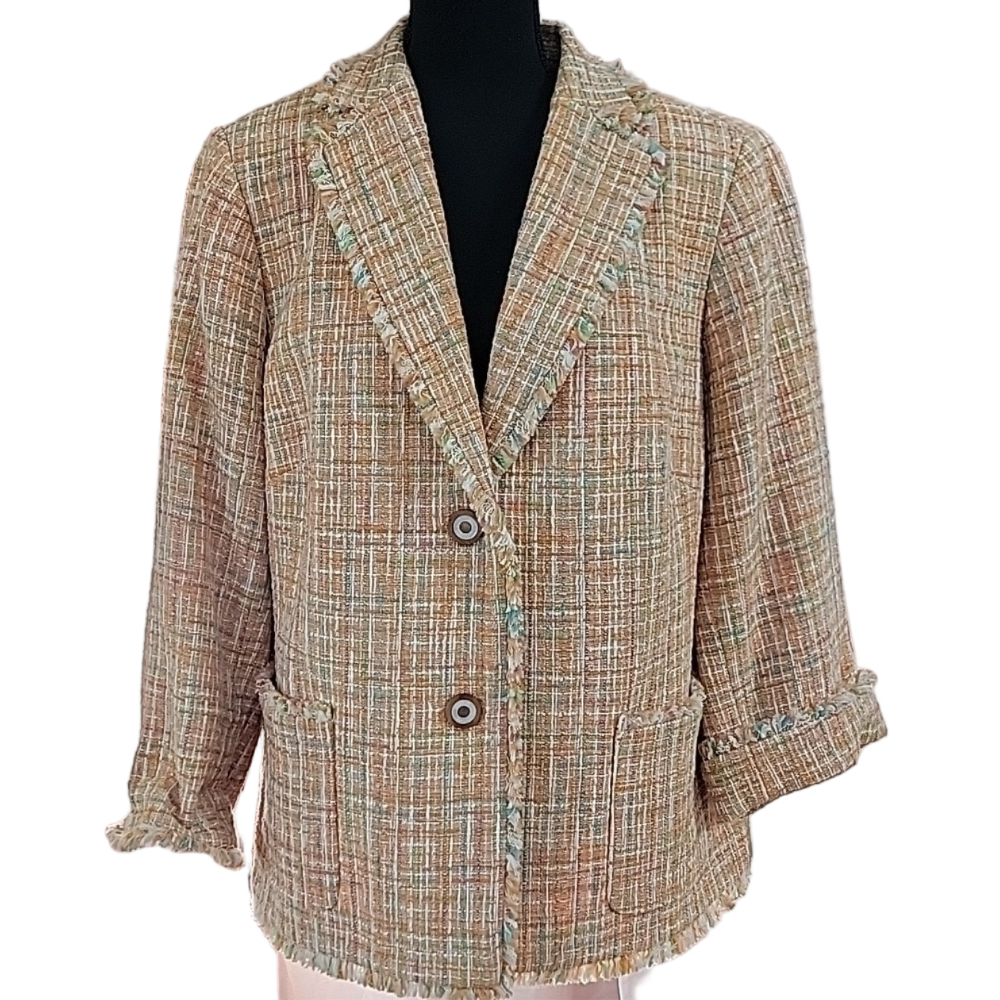Jones New York Women's Colorful Tweed Blazer Jacket Size 16W EUC